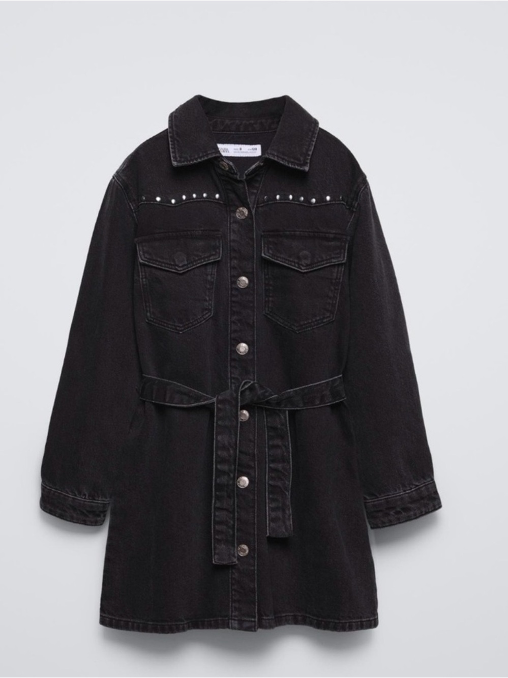 Zara Kids Black Denim Studded Dress 7yr